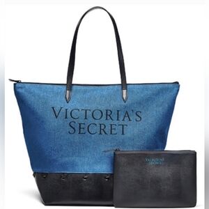 Victoria's Secret Denim and Black Tote Set